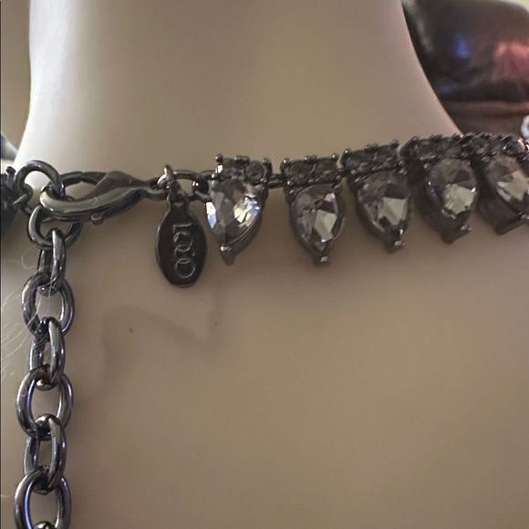 LOGO Lori Goldstein  gunmetal smoky grey crystal 20”Necklace with extender - Picture 10 of 11